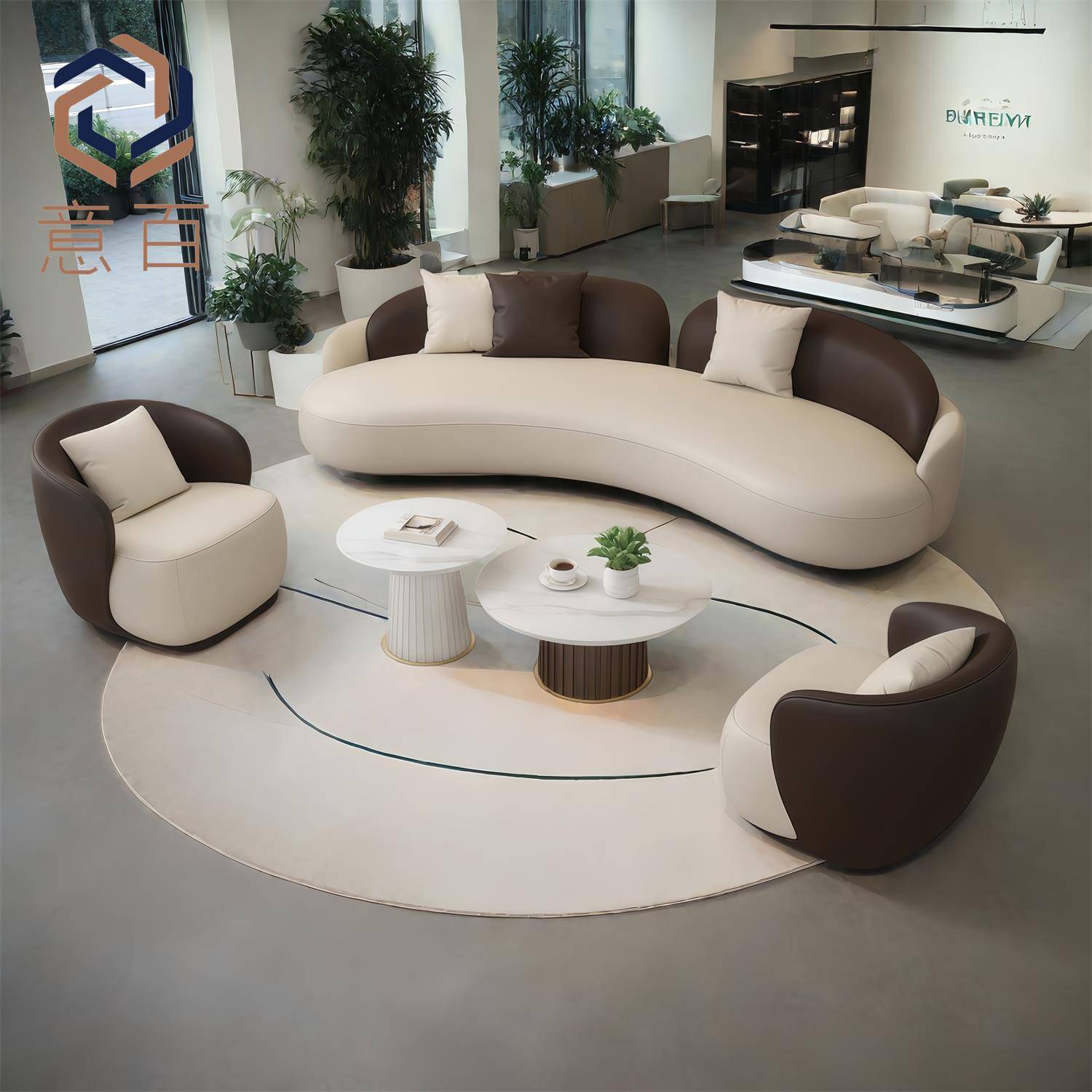 现代简约酒店大堂休息区会客沙发售楼处部办公室洽谈接待弧形沙发