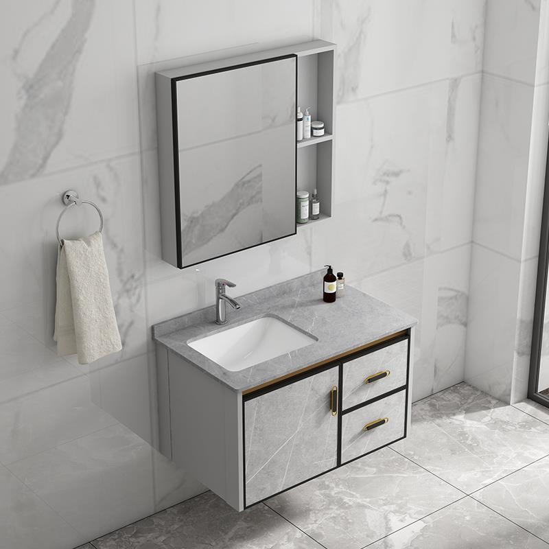 太空铝小户型岩板洗漱台盆浴室柜组合卫生间洗手盆陶瓷一体洗脸盆