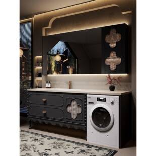定制高端法式洗衣机柜组合卫生间浴室柜洗手台盆室内洗衣机组合柜