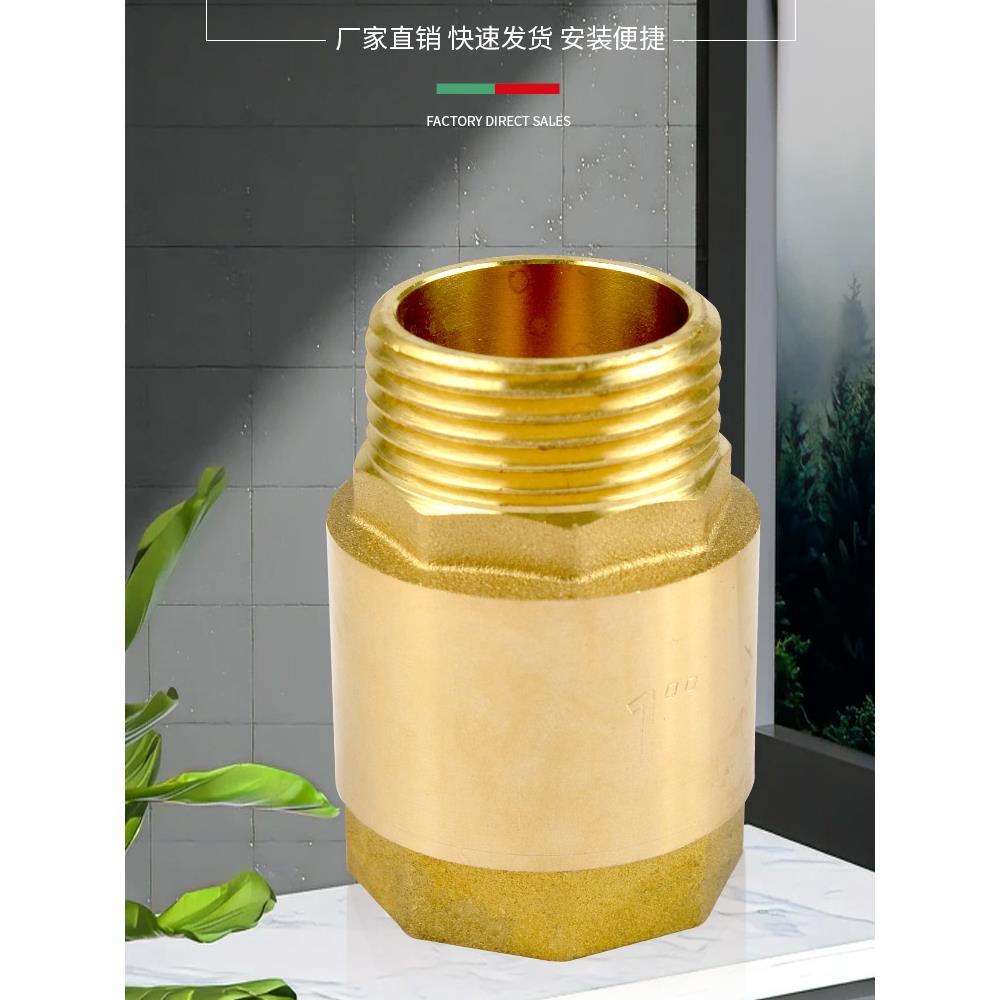全铜内外丝止回阀4分6分1寸50水管管道水表弹簧单向阀立式止逆阀