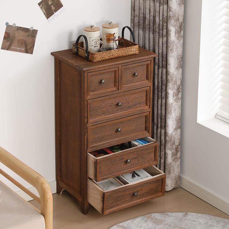 美式实木五斗柜客厅收纳柜储物柜简约家用卧室高斗橱现代复古靠墙