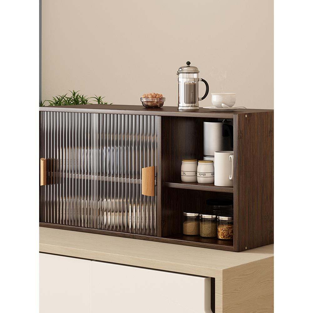 日式餐边柜餐桌置物架桌面收纳柜厨房杯子咖啡台面桌上玻璃置物柜