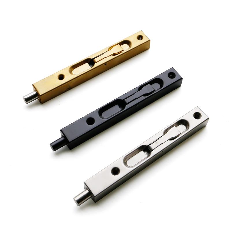 插销盒式不锈钢暗装双开子母门加长门闩门插门销锁扣金黑色6英寸