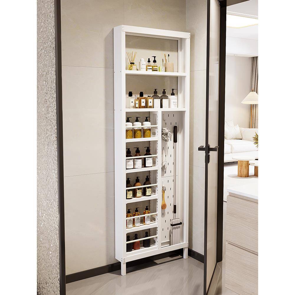 品正无忧卫生间金属门后置物架超薄落地厨房夹缝极窄收纳柜免打孔