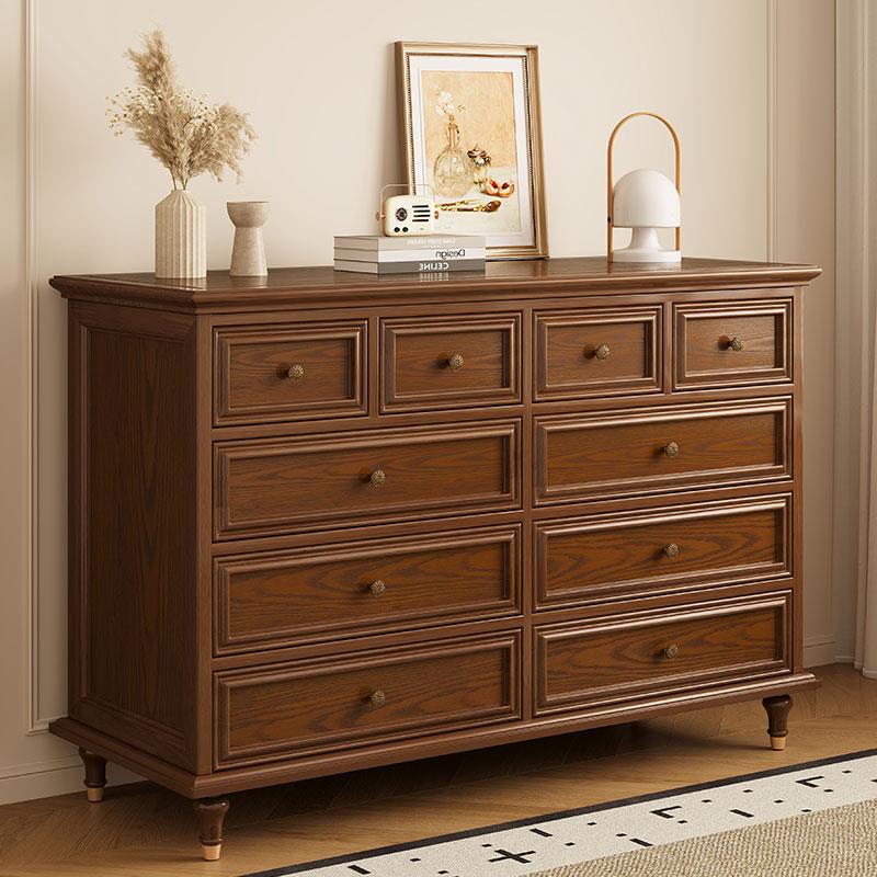 美式斗柜卧室靠墙收纳柜客厅覆古十斗柜床尾置物柜实木收纳五斗橱