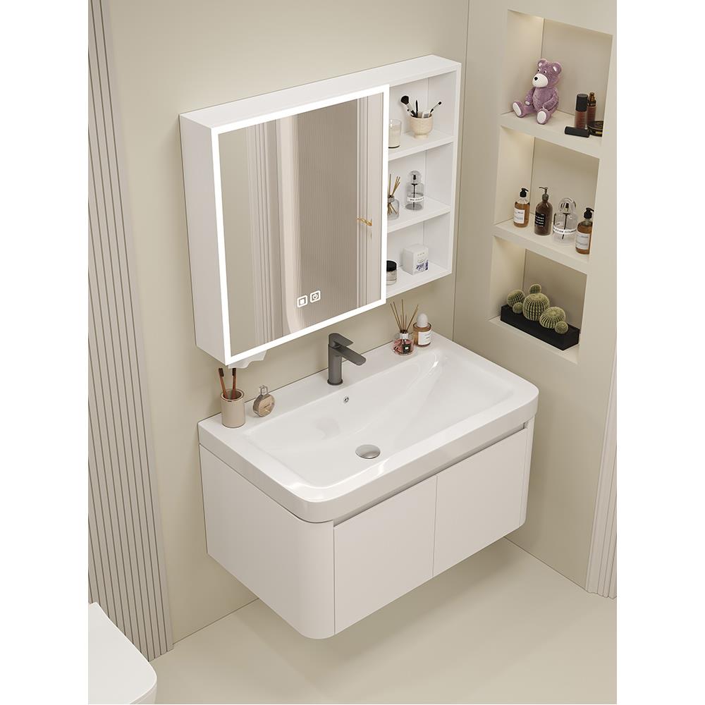 加深大脸盆太空铝浴室柜组合陶瓷洗脸盆柜卫生间一体小户型洗手盆