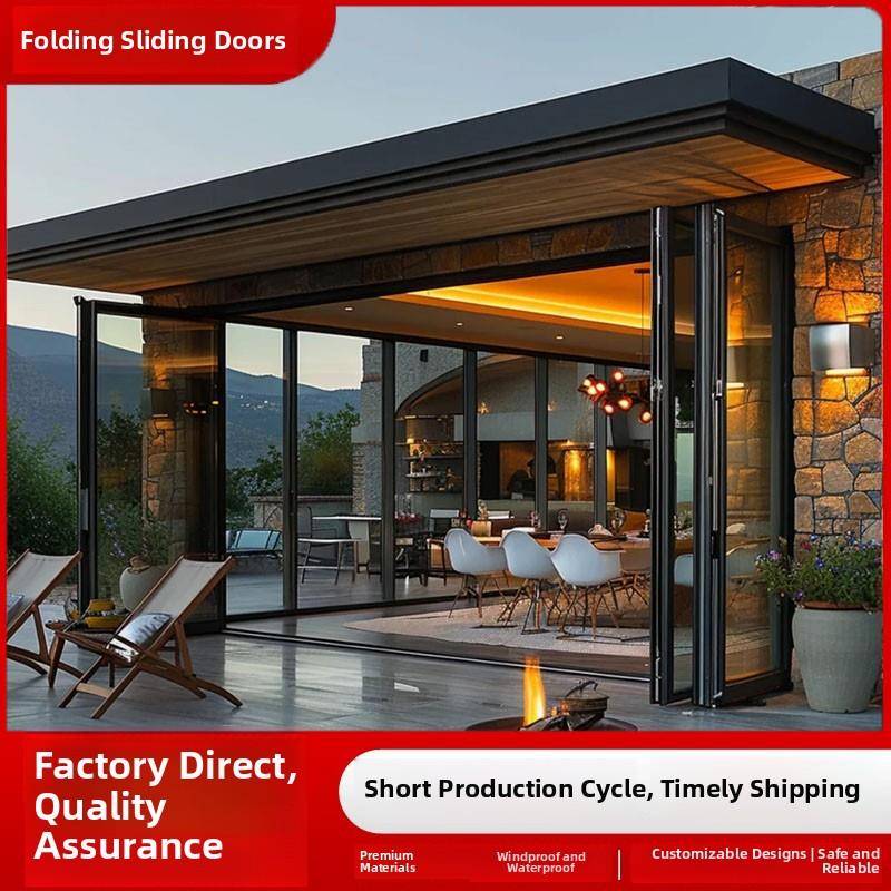 铝合金重型折叠门洗车房商店全景门阳台客厅室内隔断门玻璃推拉门