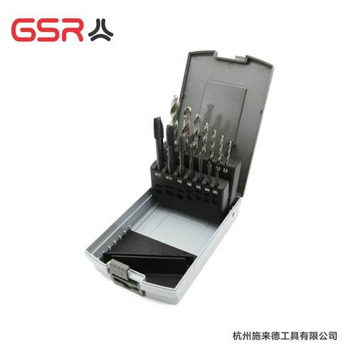 14支先端机用丝锥/钻头组套螺尖DIN371/DIN376氮化含钴高速钢