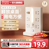 桌面插座插排插线板 充电站 2U1C夜灯1.8m 梯形立式 苏士赫尔摩