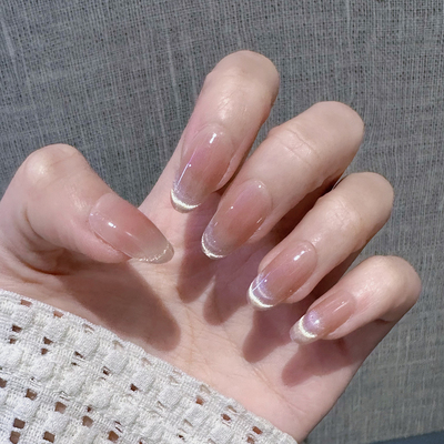 手工穿戴甲裸色法式美甲贴片