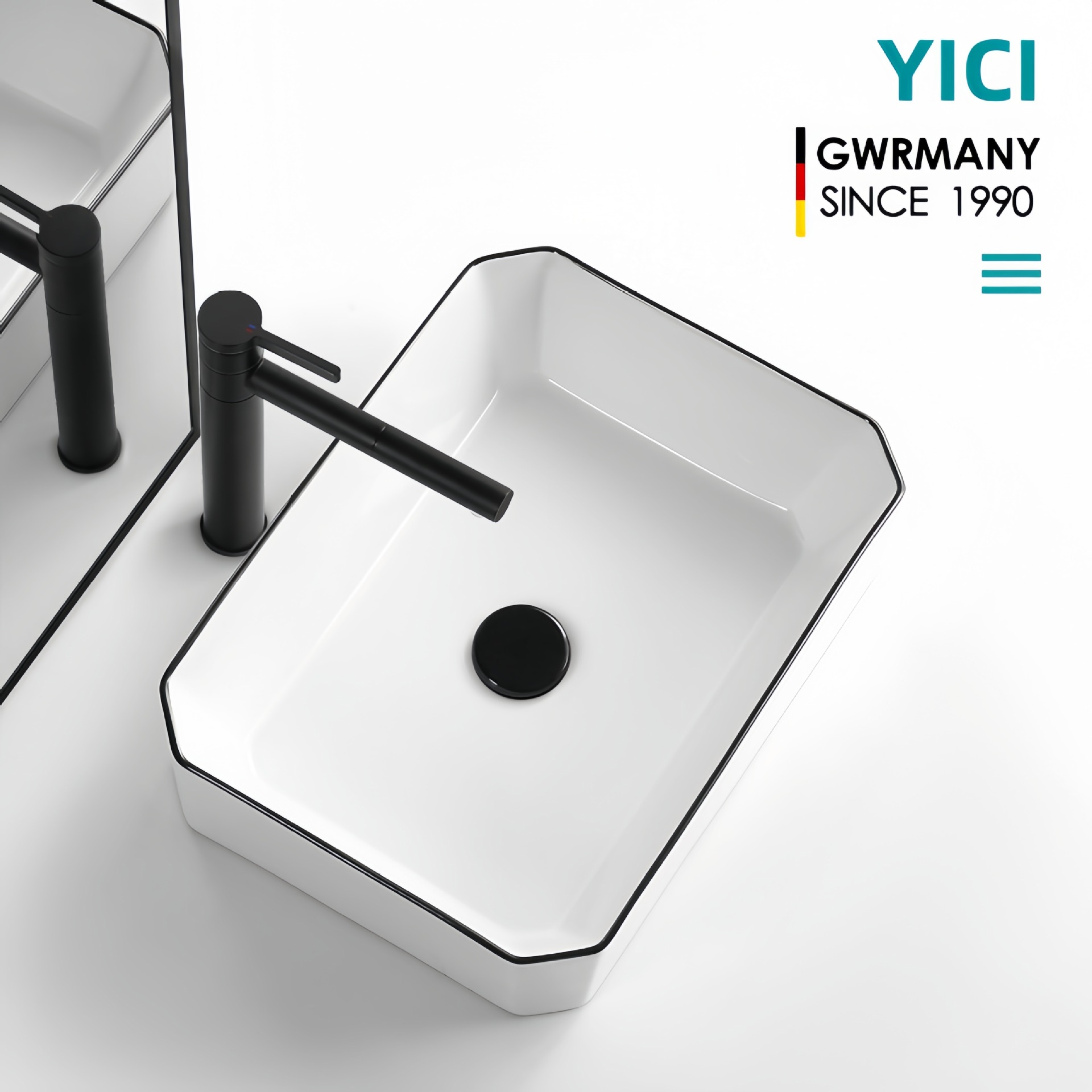 艺术北欧黑线陶瓷台上盆家用办公酒店台盆台面单洗手盆洗脸阳台盆