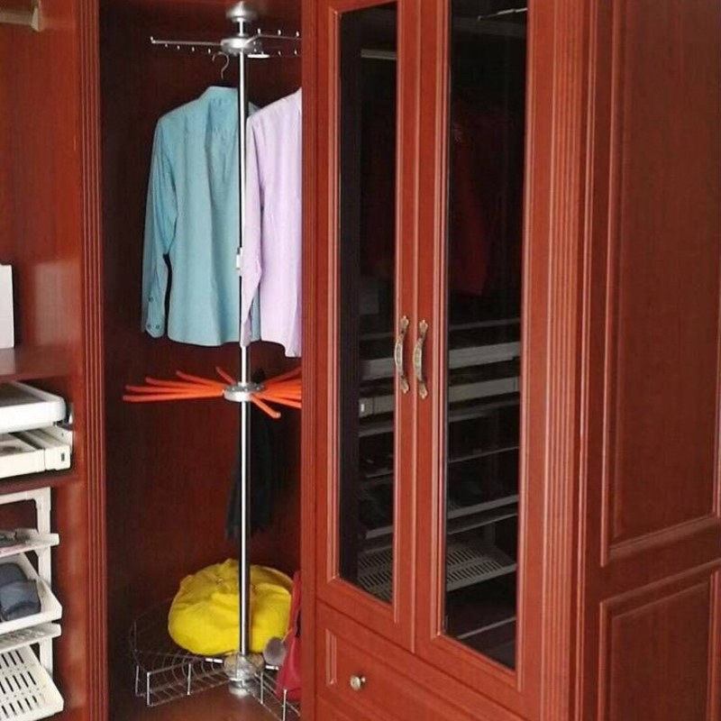 衣柜转角三层旋转篮转角衣架置物架衣帽间拐角裤架 五金收纳批发