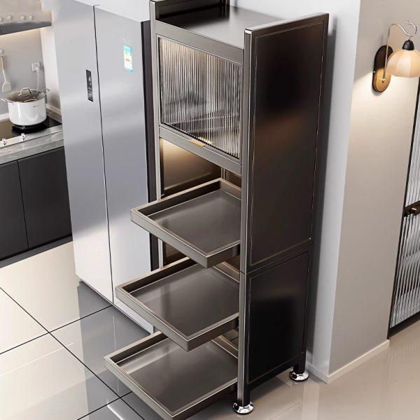 抽拉式厨房置物架微波炉收纳柜落地多层储物柜多功能橱柜碗柜夹缝,收纳整理,缝隙柜,淘宝优惠券,粉丝福利购,淘宝优惠卷