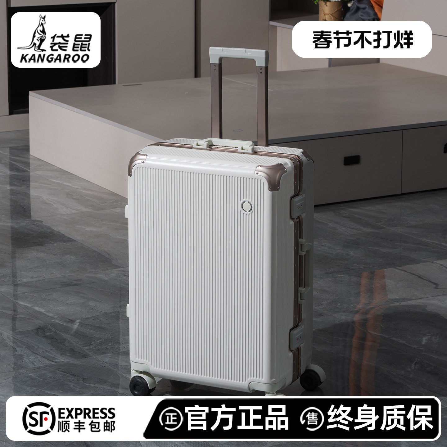 袋鼠高品质旅行行李拉杆箱可上飞机20寸2026新款高颜值密码皮箱24