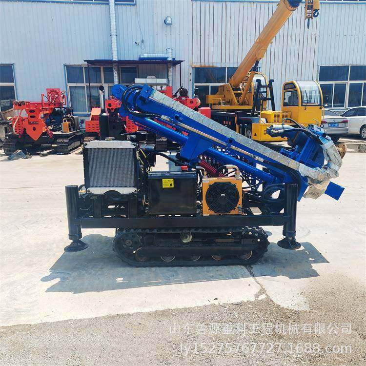 入户光伏板安装地钉钻机水泥小院冲击潛孔钻孔机履带行走成孔快