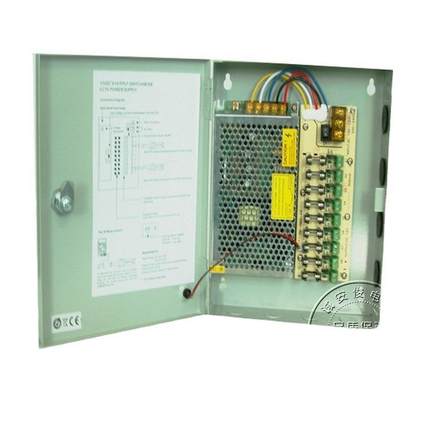 监控专用12V10A9路开关电源铁盒箱9路12V10A集中电源LED电源