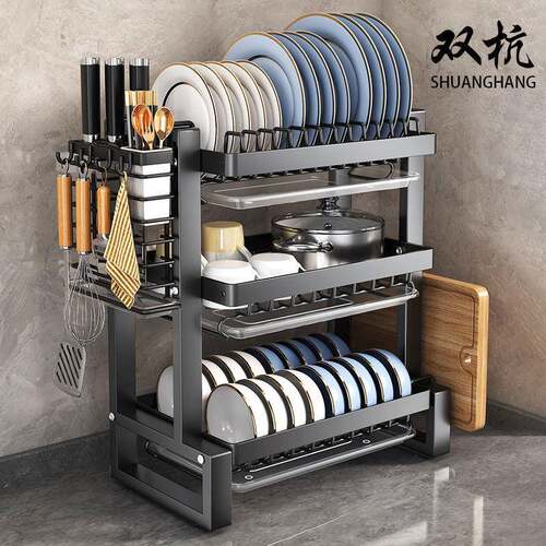 厨房置物架碗碟碗盘收纳架沥水架新款多功能放碗架碗柜碗筷收纳盒
