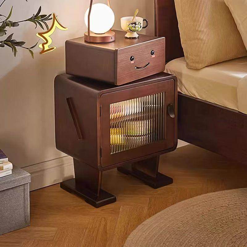 实木床头柜收纳卧室储物柜客厅创意斗柜机器人侧边带灯儿童床边柜,纺织面料/辅料/配套,纺织机械配件,淘宝优惠券,粉丝福利购,淘宝优惠卷