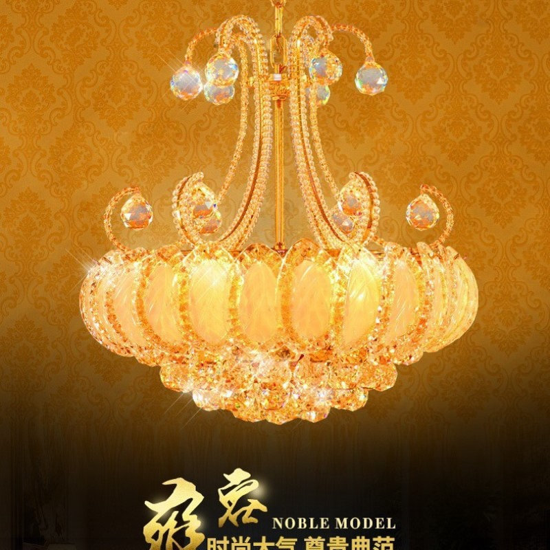 批发现代简约金黄色客厅餐厅水晶灯吊灯灯饰酒店别墅复式楼大吊灯