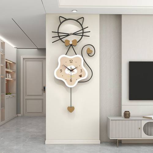 奶油风挂钟客厅高级感现代简约家用装饰钟表挂墙2025新款静音时钟
