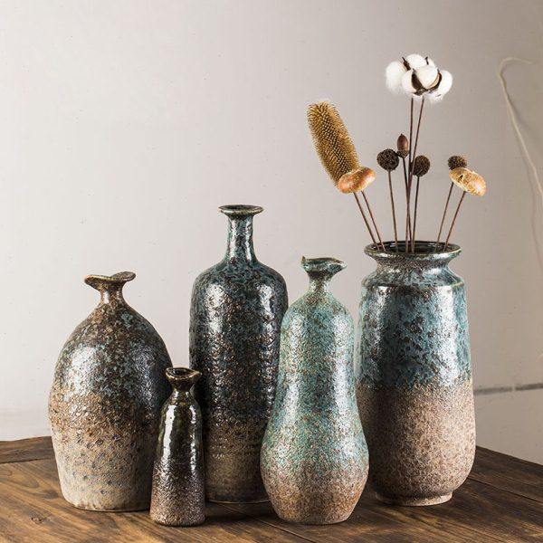 器物志 复古禅意中式简约桌面陶瓷干花花瓶客厅酒店粗陶摆装饰品,家居饰品,花瓶,淘宝优惠券,粉丝福利购,淘宝优惠卷