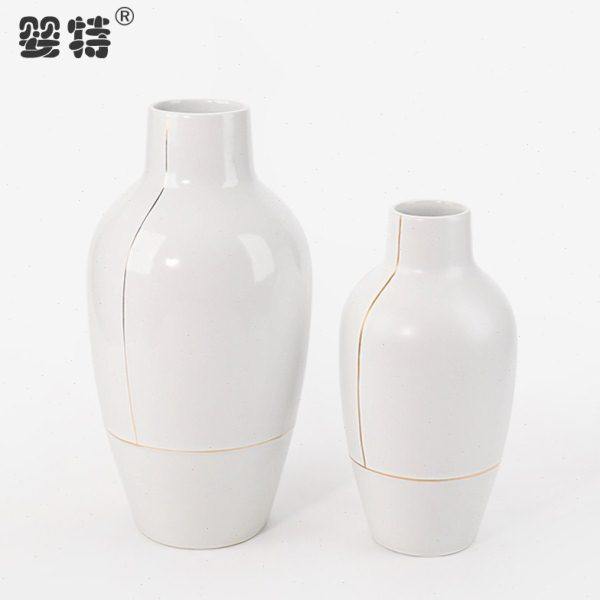 新中式花瓶描金陶瓷摆件餐桌样板间客厅电视柜花瓶花器插花装饰品,家居饰品,花瓶,淘宝优惠券,粉丝福利购,淘宝优惠卷