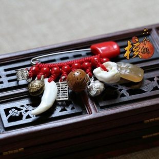 宝宝新款银饰平安挂件朱砂桃篮针箍铜铃狗牙算盘福袋猪惊鱼惊骨