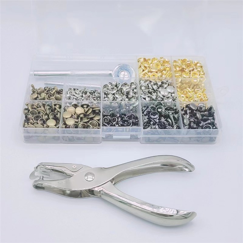 供480套6mm8mm双面铆钉+安装工具皮革帽 撞钉腰带柳钉 现货