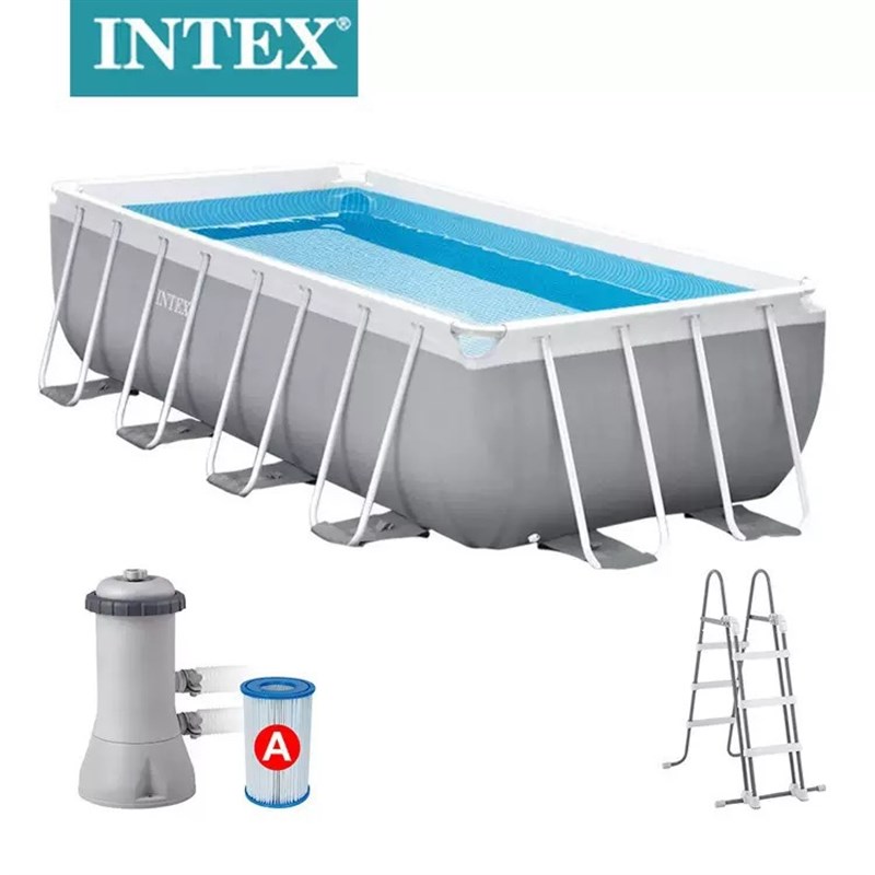 INTEX26788 4米长方形管架水池套装家庭支架水池户外可移动水池