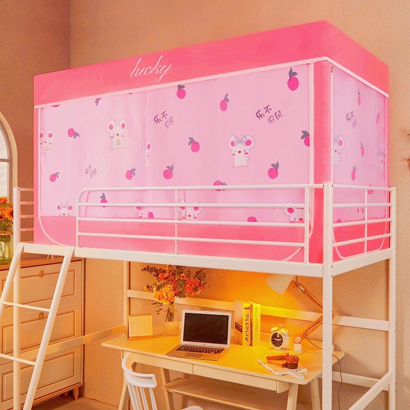 跨境款学生宿舍床帘蚊帐支架一体式寝室单人上铺下铺窗帘遮光床幔