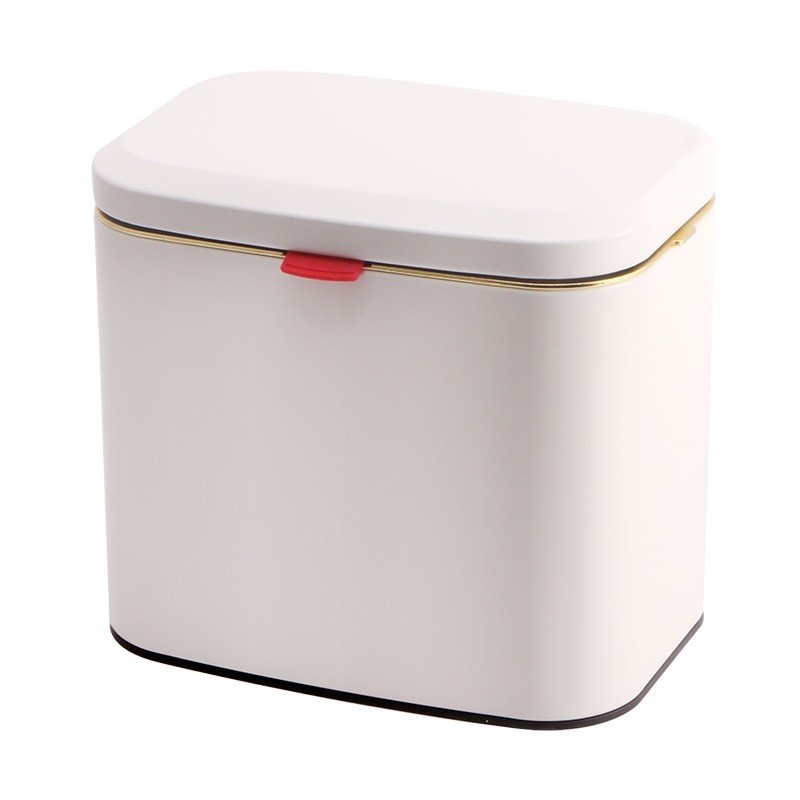 4L不锈钢厨房垃圾桶厨房柜门免打孔壁挂式收纳桶家用带盖桌面纸篓