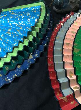 5ZW超薄彩色扇面大洒金黑绿红黄天湖蓝色洒真金空白书法题字