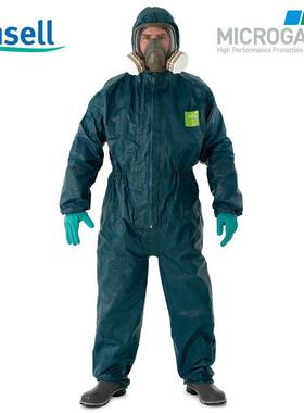 安思尔微护佳MC4000 GR40-T-99-111多层复合膜绿色双袖连体防护服