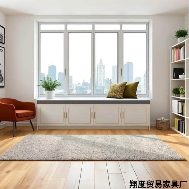 实木柜阳台柜飘窗柜可坐地柜自由组装床边收纳柜储物柜阳台