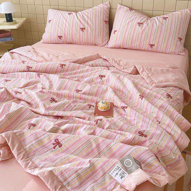 【夏凉被四件套】床上用品夏季夏天床单被套被子双层纱宿舍被罩
