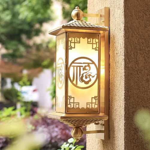 户外壁灯防水全铜中式阳台墙壁灯别墅庭院灯过道走廊灯室外花园灯