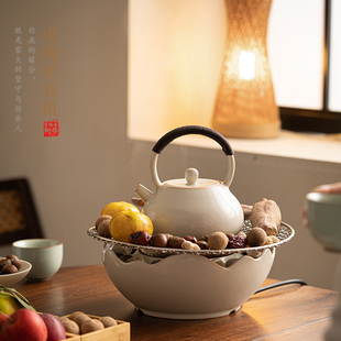 围炉煮茶家用电陶炉室内碗形电炉煮茶器煮茶器全套可干烧茶壶陶壶