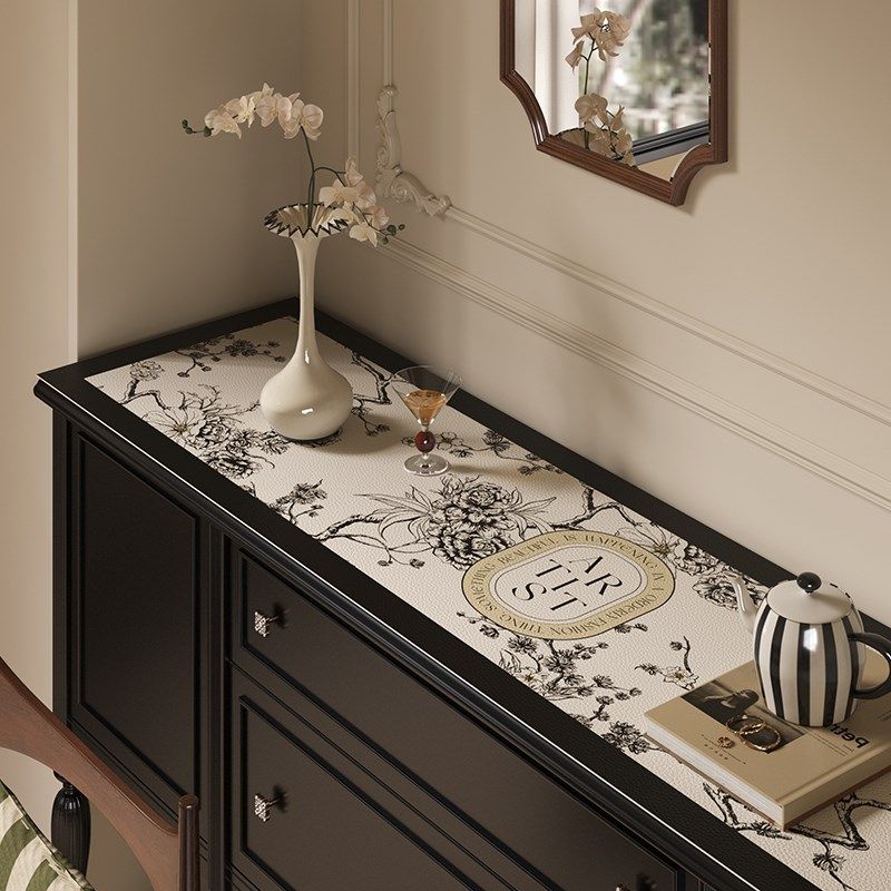 疏影法式中古风皮革电视柜餐边柜垫台面桌垫免洗防水防尘软垫子