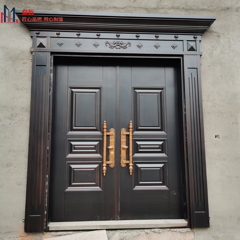 锌合金别墅大门双门乡村庭院防盗大门家用对开门农村自建房大门
