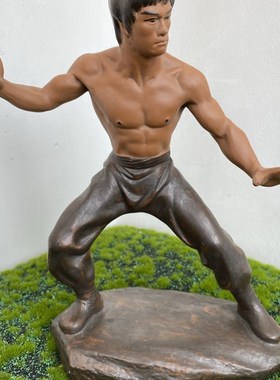 陶瓷李小龙摆件功夫人物雕塑客厅电视柜装饰品创意工艺品开业礼品
