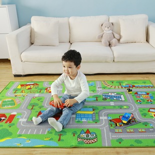 儿童交通游戏地垫地毯捷成城市汽车卡通马路轨道车道儿童房爬行垫