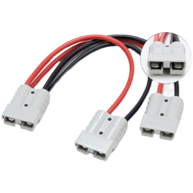 50A安德森分流线 双头一公转两母电动车电池转接延长线一出二并联