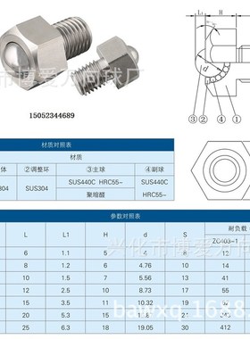 六角螺杆BCHL5 6 8 10 12 16 20万向球 万向滚珠 牛眼轴承 钢球轮