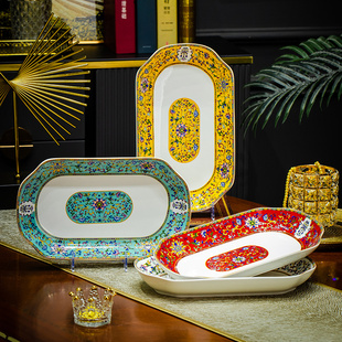 12英寸大号装 长形深盘蒸鱼盘子烤鱼盘陶瓷鱼碟 鱼盘子家用2025新款