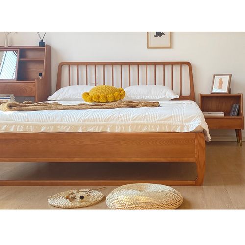 白蜡木全实木民宿135cmx190cm宽的150法式复古中古风120x200婚床