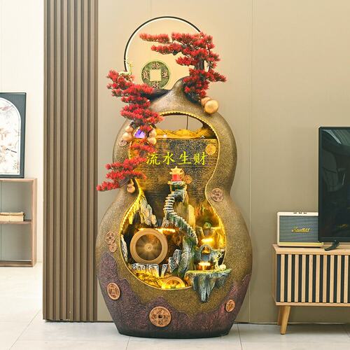 中式葫芦流水假山喷泉循环水招财摆件客厅办公室景观装饰开业送礼