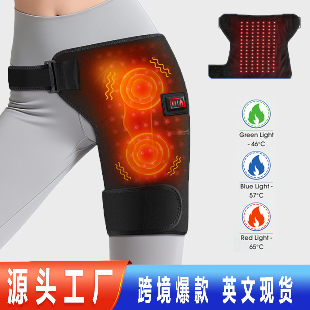 跨境红光电热臀部护胯绑带105颗灯珠红光热敷震动髋关节大腿绑带