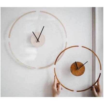 外贸爆款创意透明悬浮挂钟现代简约木制挂表家居装饰wallclock