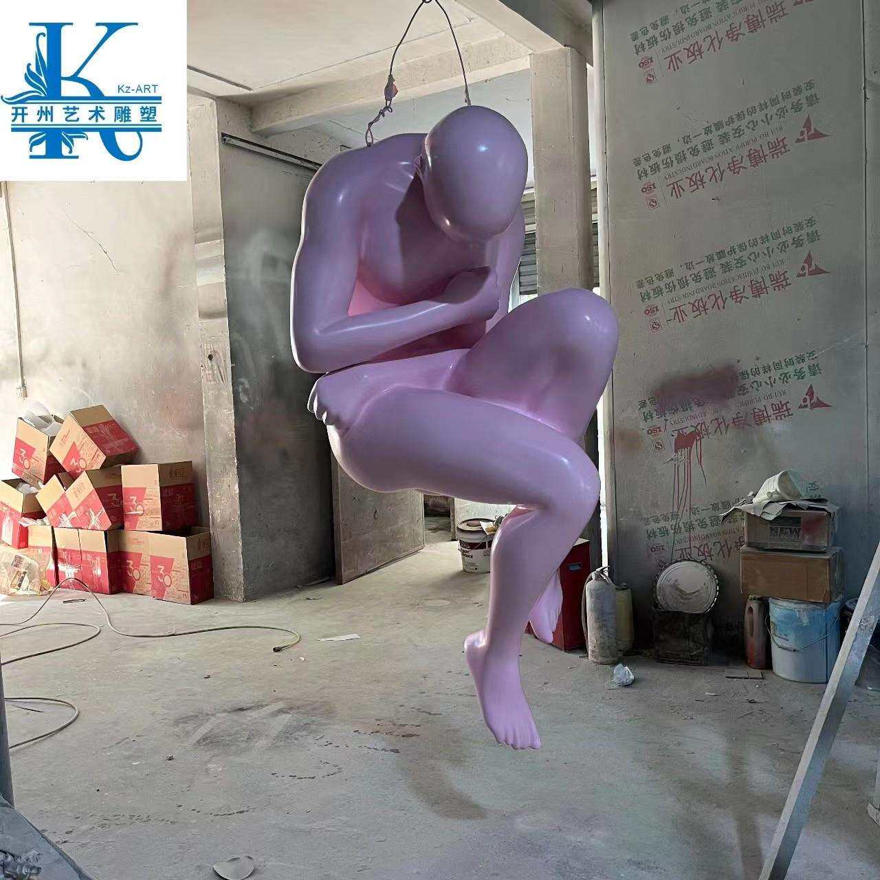 玻璃钢抽象裸女人物雕塑吊饰现代简约个性装饰品书房玄关美陈装饰
