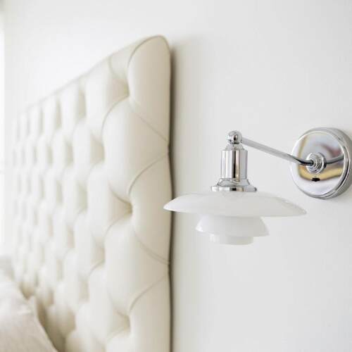 丹麦经典北欧艺术 PH 2/1 Wall Light室内奶白玻璃多层铬色小壁灯